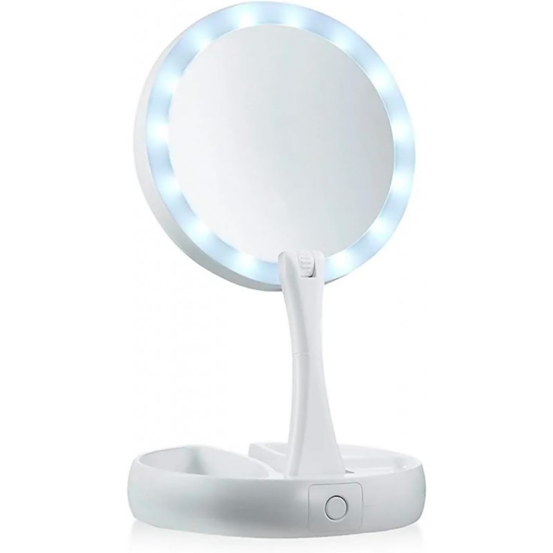 Naunna Miroir de maquillage lumière LED, grossissement 1X/10X, miroir cosmétique de bureau [pliable et rotatif], miroir de salle