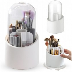 Makeup Brushes Holder with Lid Dustproof Rotating Organizer